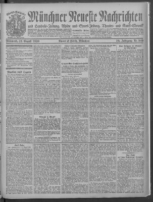 Münchner neueste Nachrichten Mittwoch 25. August 1920