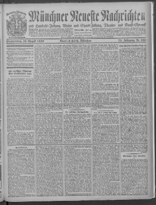 Münchner neueste Nachrichten Donnerstag 26. August 1920