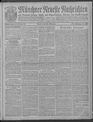 Münchner neueste Nachrichten Sonntag 29. August 1920