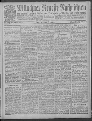 Münchner neueste Nachrichten Montag 30. August 1920