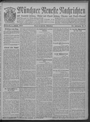 Münchner neueste Nachrichten Mittwoch 5. Januar 1921