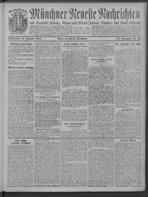 Münchner neueste Nachrichten Mittwoch 12. Januar 1921