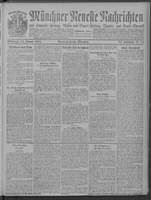 Münchner neueste Nachrichten Mittwoch 12. Januar 1921