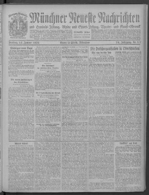 Münchner neueste Nachrichten Freitag 14. Januar 1921