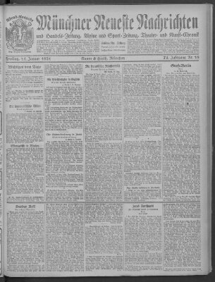 Münchner neueste Nachrichten Freitag 14. Januar 1921