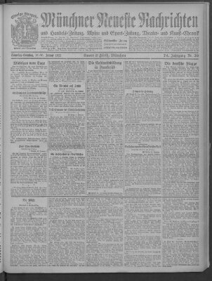 Münchner neueste Nachrichten Samstag 15. Januar 1921