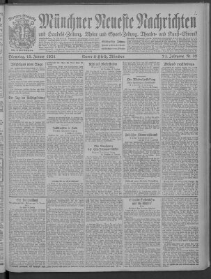 Münchner neueste Nachrichten Dienstag 18. Januar 1921