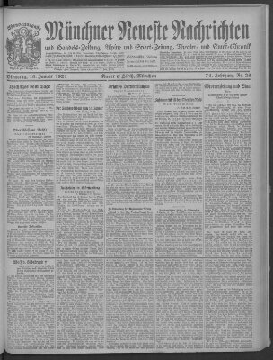 Münchner neueste Nachrichten Dienstag 18. Januar 1921