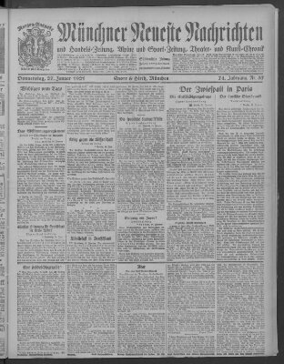 Münchner neueste Nachrichten Donnerstag 27. Januar 1921