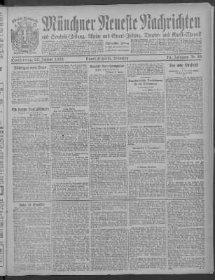 Münchner neueste Nachrichten Donnerstag 27. Januar 1921