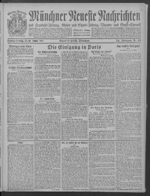 Münchner neueste Nachrichten Sonntag 30. Januar 1921