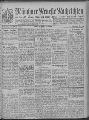 Münchner neueste Nachrichten Mittwoch 9. Februar 1921