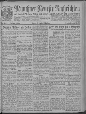 Münchner neueste Nachrichten Freitag 11. Februar 1921