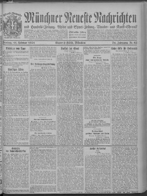 Münchner neueste Nachrichten Freitag 11. Februar 1921