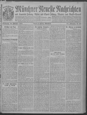 Münchner neueste Nachrichten Mittwoch 16. Februar 1921