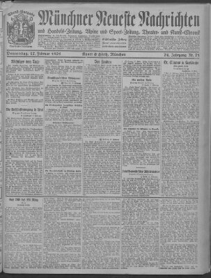 Münchner neueste Nachrichten Donnerstag 17. Februar 1921