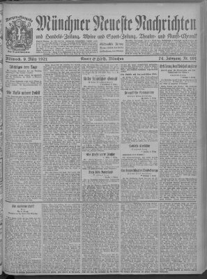 Münchner neueste Nachrichten Mittwoch 9. März 1921