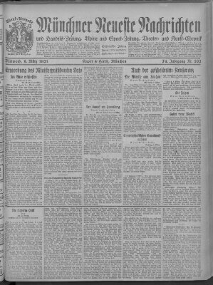 Münchner neueste Nachrichten Mittwoch 9. März 1921