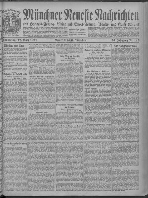 Münchner neueste Nachrichten Donnerstag 17. März 1921