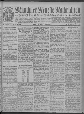 Münchner neueste Nachrichten Dienstag 22. März 1921