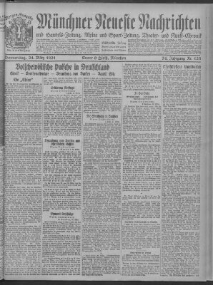 Münchner neueste Nachrichten Donnerstag 24. März 1921