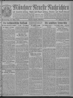 Münchner neueste Nachrichten Donnerstag 24. März 1921