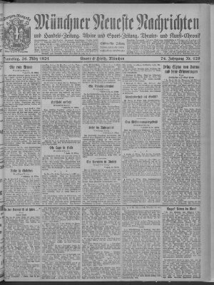 Münchner neueste Nachrichten Samstag 26. März 1921