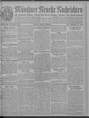 Münchner neueste Nachrichten Mittwoch 30. März 1921