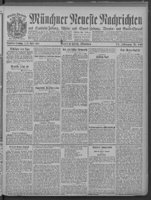 Münchner neueste Nachrichten Samstag 2. April 1921