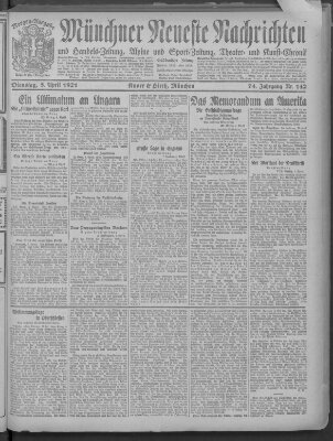 Münchner neueste Nachrichten Dienstag 5. April 1921