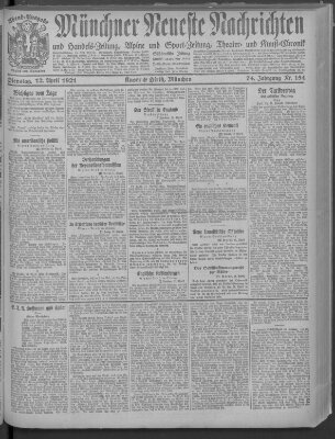 Münchner neueste Nachrichten Dienstag 12. April 1921