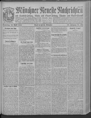 Münchner neueste Nachrichten Samstag 16. April 1921