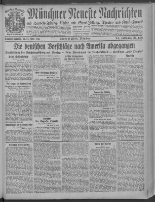 Münchner neueste Nachrichten Sonntag 24. April 1921