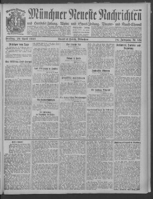 Münchner neueste Nachrichten Freitag 29. April 1921