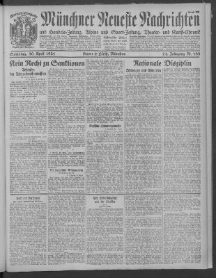 Münchner neueste Nachrichten Samstag 30. April 1921