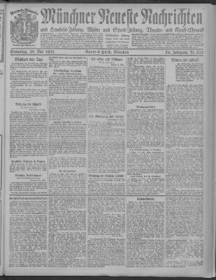 Münchner neueste Nachrichten Samstag 28. Mai 1921