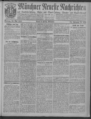 Münchner neueste Nachrichten Montag 30. Mai 1921