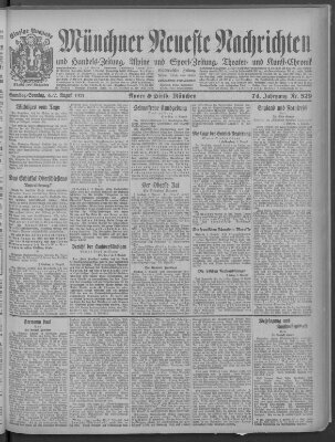 Münchner neueste Nachrichten Sonntag 7. August 1921