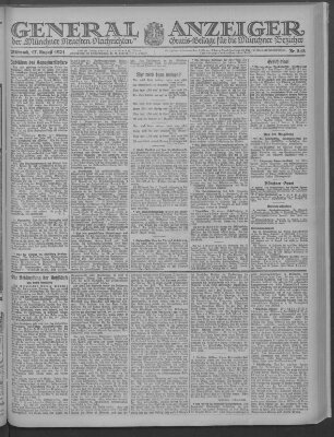 Münchner neueste Nachrichten Mittwoch 17. August 1921