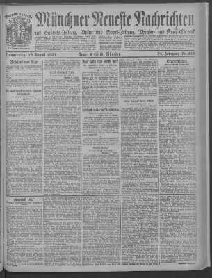 Münchner neueste Nachrichten Donnerstag 18. August 1921