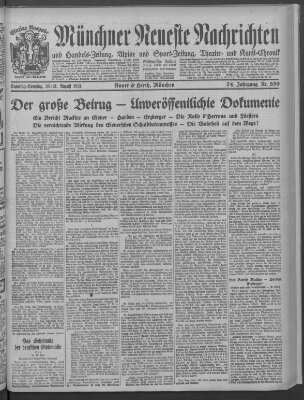 Münchner neueste Nachrichten Sonntag 21. August 1921