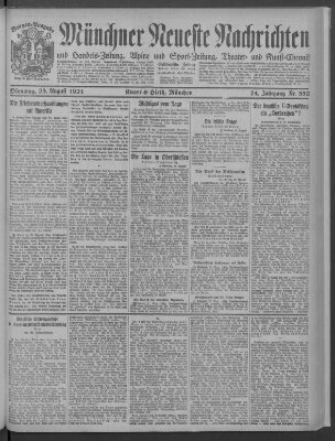 Münchner neueste Nachrichten Dienstag 23. August 1921