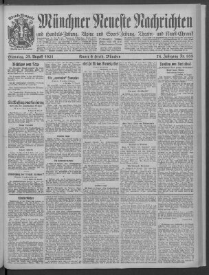 Münchner neueste Nachrichten Dienstag 23. August 1921