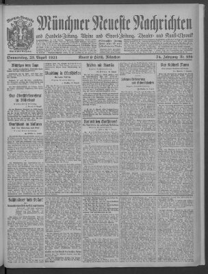 Münchner neueste Nachrichten Donnerstag 25. August 1921