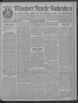 Münchner neueste Nachrichten Donnerstag 25. August 1921