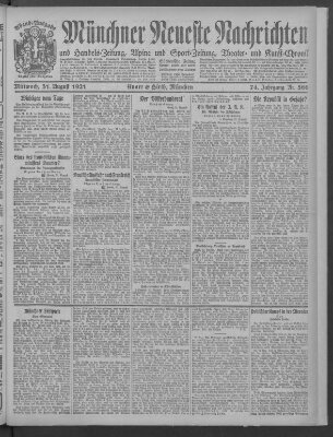 Münchner neueste Nachrichten Mittwoch 31. August 1921