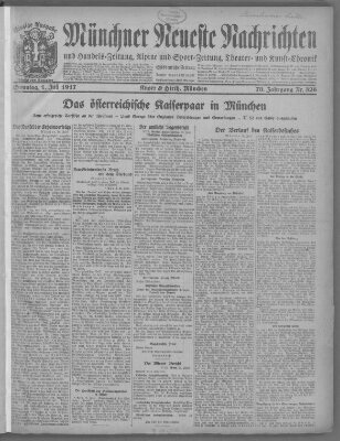 Münchner neueste Nachrichten Sonntag 1. Juli 1917