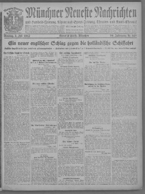 Münchner neueste Nachrichten Montag 2. Juli 1917