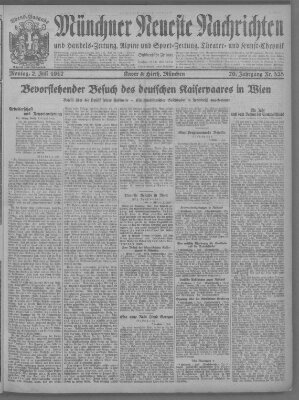 Münchner neueste Nachrichten Montag 2. Juli 1917