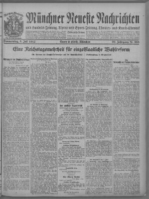 Münchner neueste Nachrichten Donnerstag 5. Juli 1917